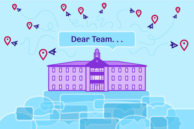 communicating coronavirus image of a business sending out messages