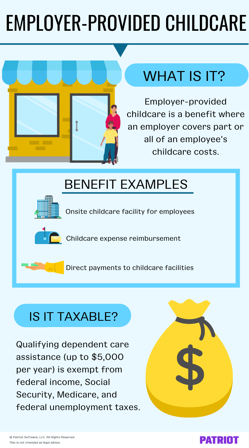 雇主提供的childcare infographic: Definition, examples, and whether it's taxable